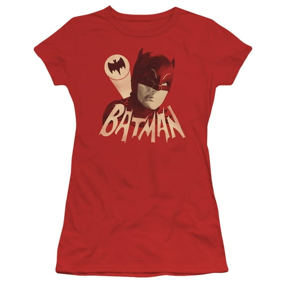 Batman Classic TV Bat Signal S/S Junior Women's T-Shirt Sheer-Red