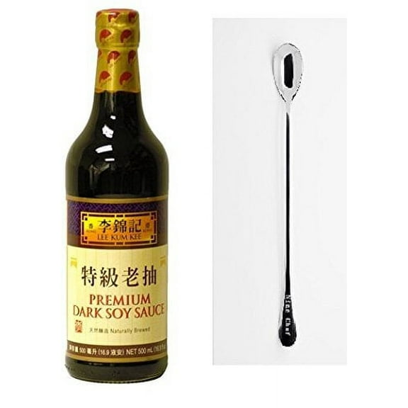 NineChef Bundle - Lee Kum Kee Premium Dark Soy Sauce - 16.9 fl. oz (1 Bottle)   1 NineChef Brand Spoon