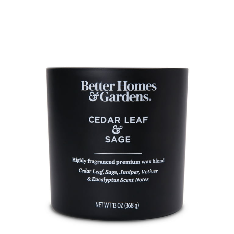 Better Homes & Gardens 13oz Cedar Leaf & Sage Scented Wooden Wick Jar Candle