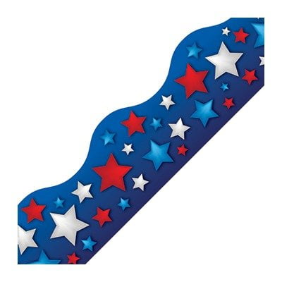 Patriotic Certificate Border - Patriotic Stars Scalloped Border Trim (EP63173), Package of 12 By Edupress