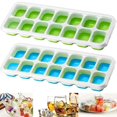 thumbnail image 1 of 2 Ice Cube Trays Made Of Silicone With Lid, 14 Compartments With Removable Spill, 1 of 5