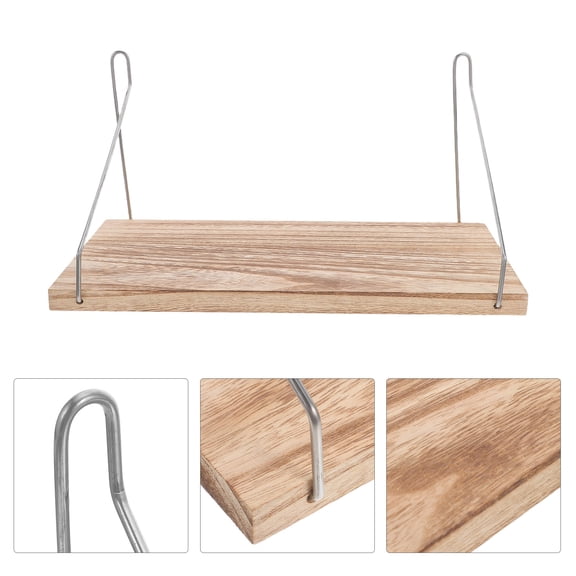 FOMIYES Minimalist Floating Wall Shelf Khaki Wood Hanging Shelf for Living Room