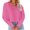 Rose red, variant on Long Sleeve Women V-Neck Crop Tops Casual Simple Solid Basic Shirt