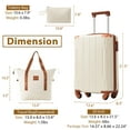 thumbnail image 2 of 20 Inch Carry On Luggage Set 3 Pieces with Spinner Wheels, Lightweight Hardshell ABS Suitcase with Extra Bags for Weedend, Business Travel, White Brown, 2 of 9