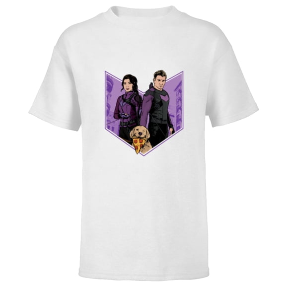 Marvel Hawkeye Clint Barton Kate Bishop & Lucky - Short Sleeve T-Shirt for Kids - Customized-White