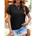 thumbnail image 4 of Women Short Cap Sleeve Tops Summer Casual Sweatshirt Crew Neck Loose Fit T-Shirts, 4 of 6
