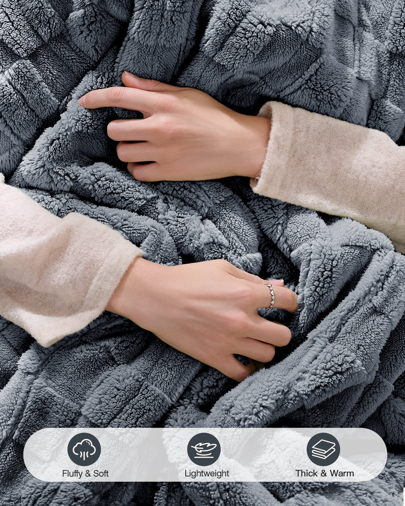 Ocuuziisu 50" × 60" Heated Throw Blanket — 9 Heat Levels, 1–10H Timer, Fast Even Warming Electric Blanket Throw, Machine Washable — Green & Gray