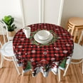 thumbnail image 6 of Snowman Round Tablecloth 60Inch Winter Snowflakes Christmas Tree Table Cloth with Red Black Buffalo Plaids Xmas Holly Berries Table Cover Reusable Waterproof for Kitchen Dining Holiday Decor, 6 of 6