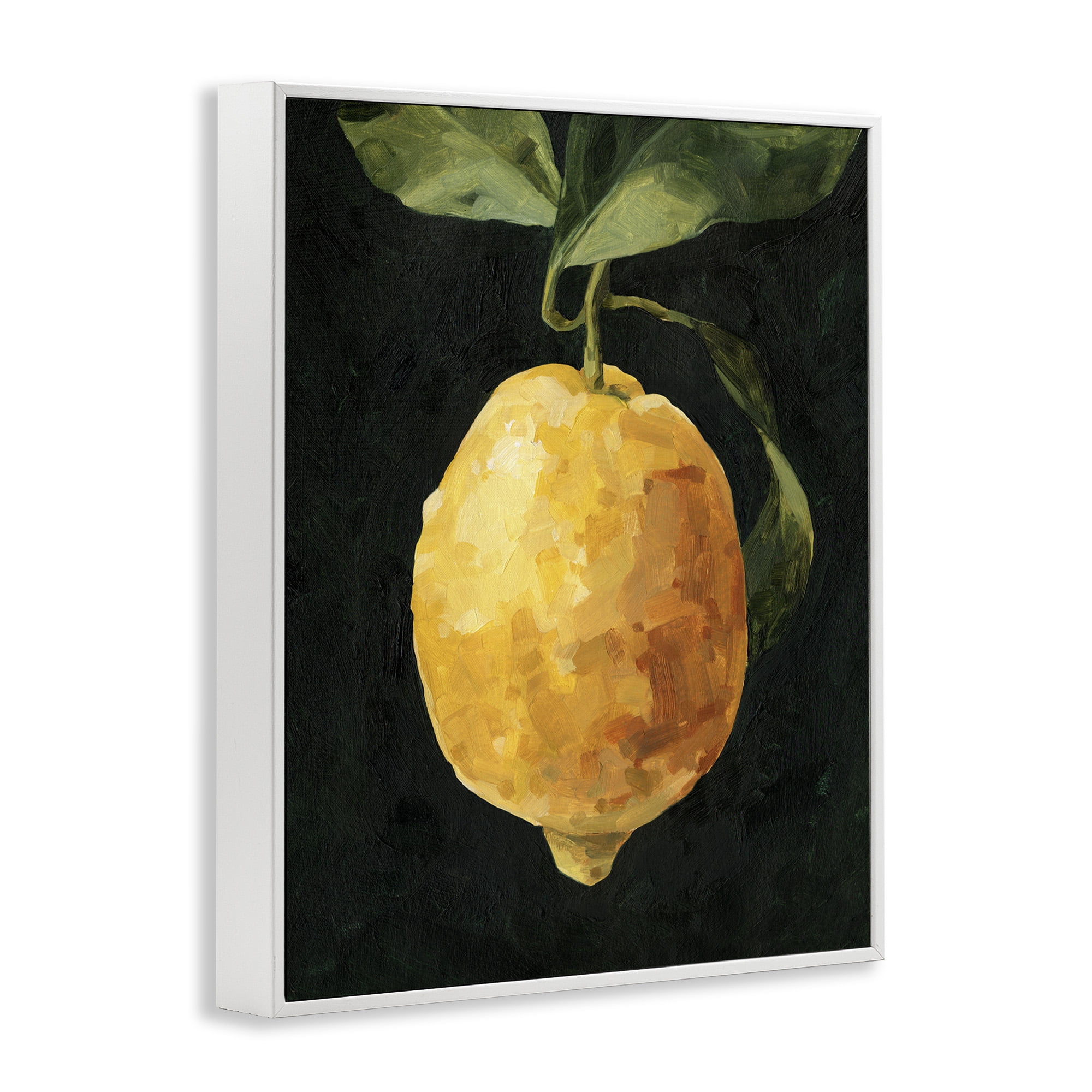 Stupell Industries Abstract Lemon on Vine Food & Beverage Painting White Framed Art Print Wall Art, 24 x 30