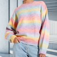 thumbnail image 4 of Vedolay Cropped Sweaters for Women Lightweight Long Sleeve Crew Neck Striped Casual Knitted Pullover Tops,Pink One Size, 4 of 5
