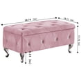 thumbnail image 2 of Modern Flip Top Entryway Bench Seat with Safety Hinge, Storage Chest Bed End Stool, Pink Velvet, 2 of 7