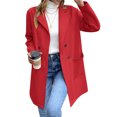 thumbnail image 3 of SLADYGLO Women Lapel Collar Double Breasted Mid-length Blazer, 3 of 7