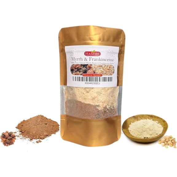 Frankincense & Myrrh Powder – 100% Pure Ground Resin Blend – Loose Incense for Burning & Aromatic Rituals – 4 oz | HAMSH