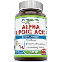 Pure Naturals Alpha Lipoic Acid ALA 300 mg Per Serving 120 Capsules Supplement | Non-GMO | Gluten Free |