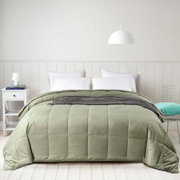 Candid Bedding All Season Essential Alternative Goose Down Comforter, Quilted Duvet Insert (Army)