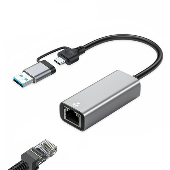 2.5G Ethernet Gigabit Adapter USB 3.0 Type C to RJ45 2500Mbps Ethernet Adapter LAN Card Hub for Win 7/8/10/11