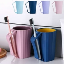 Yhmxh Unbreakable Toothbrush Cups Bathroom Tumbler, Plastic Travel Cups with Toothbrush Holder, Reusable Mouthwash Cup Bathroom Cup Drinking Cups Makeup Brush Holder for Dormitory