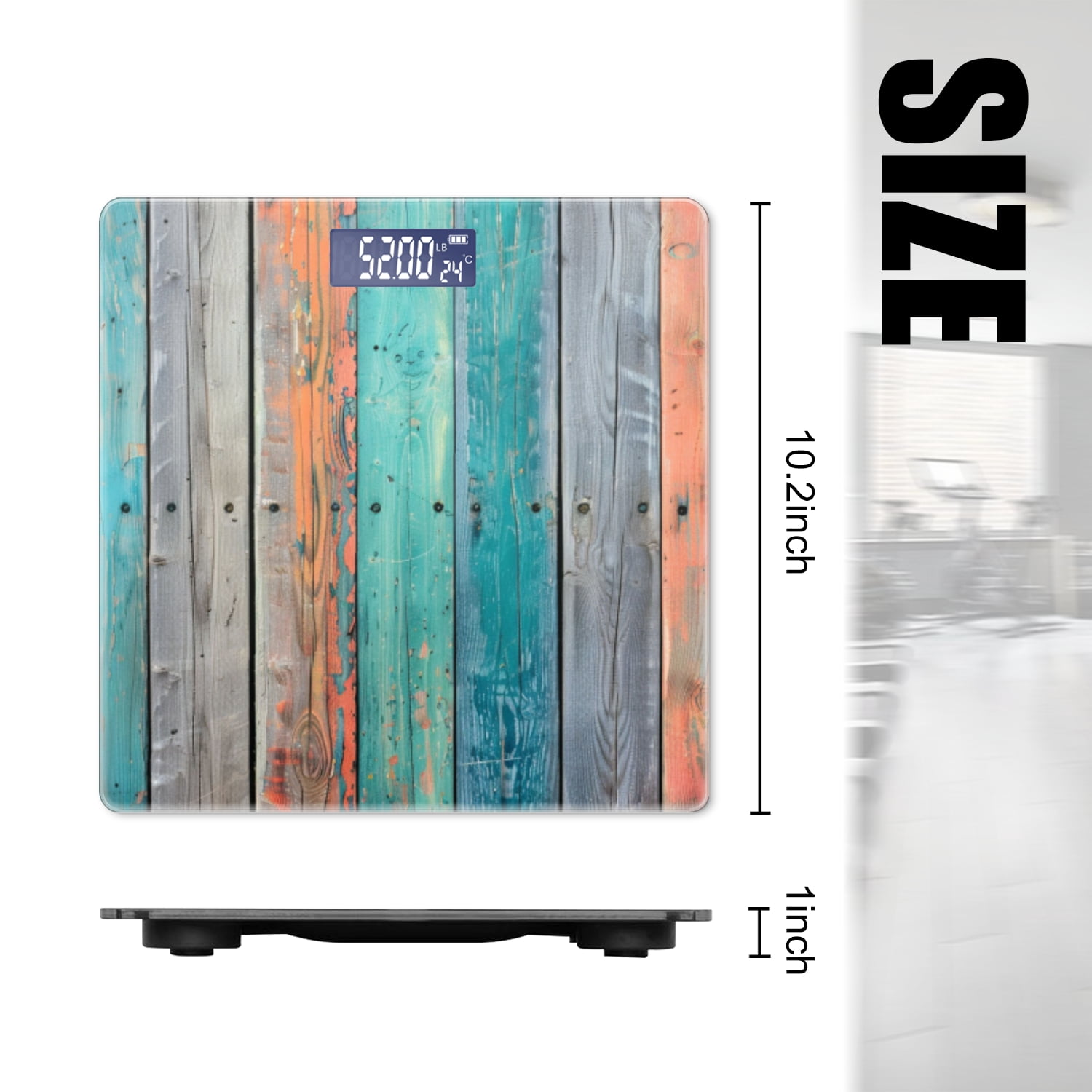 Bathroom Scale, Highly Accurate Digital Body Scale,Precisely Measures Weight up to 400 lbs-Wooden Fence Painted In Different Colors Of Teal