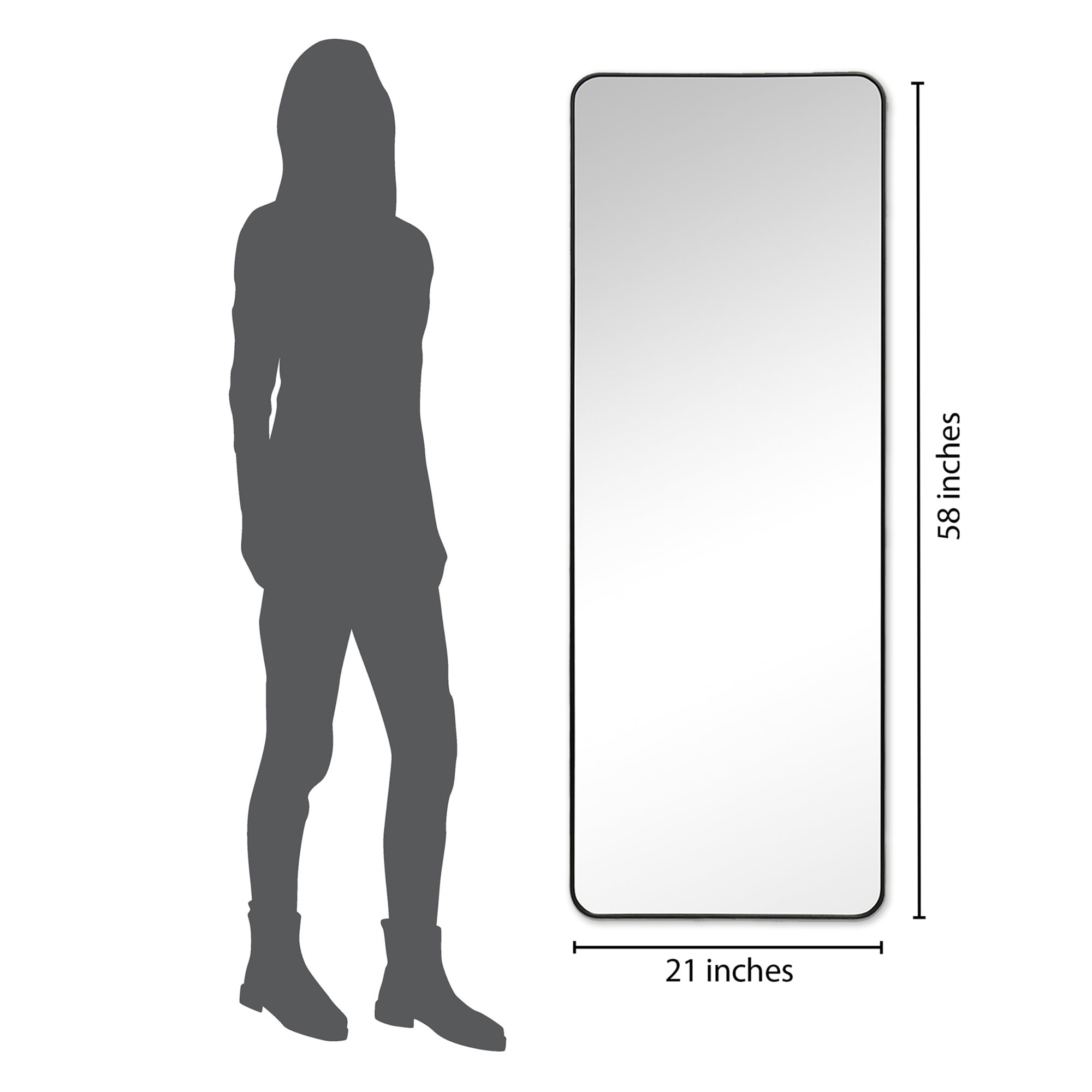Americanflat Full Length Wall Mirror - 22" x 59" Large Full Body Mirror for Bedroom, Living Room - 5ft Long Wall Rectangular Mounted Mirror, , Black