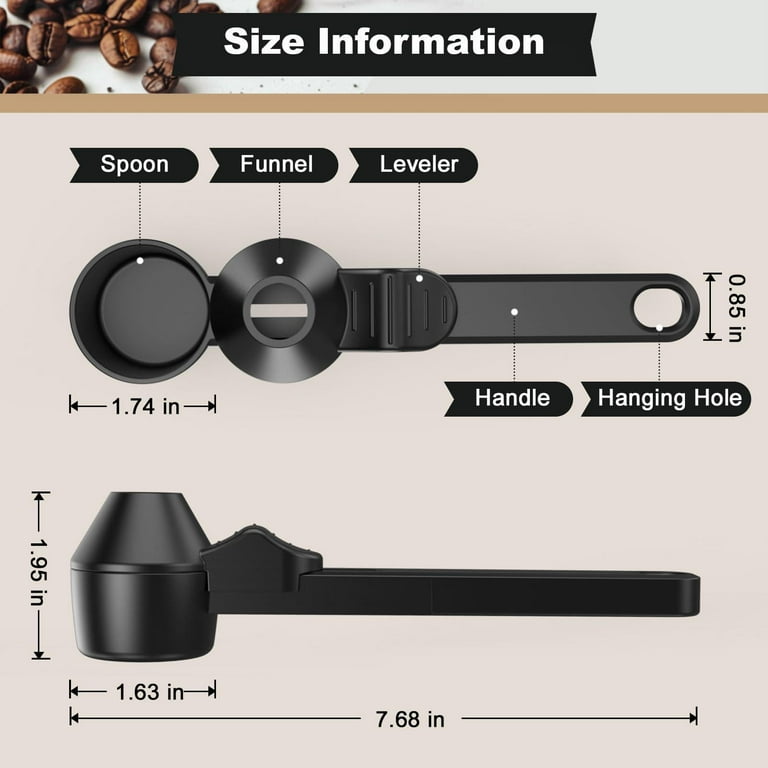 Coffee Scoop & Funnel for Reusable K Cup Refillable Coffee Pods Coffee Measuring Spoon 2 Tablespoon Capacity Scoop with Funnel for Ground Coffee Protein Powder Tea