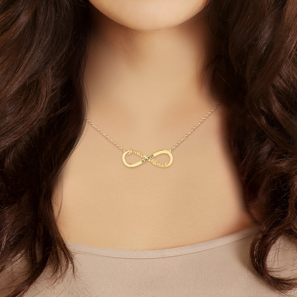 Personalized Planet Women's Sterling Silver Couples Dated Infinity Pendant
