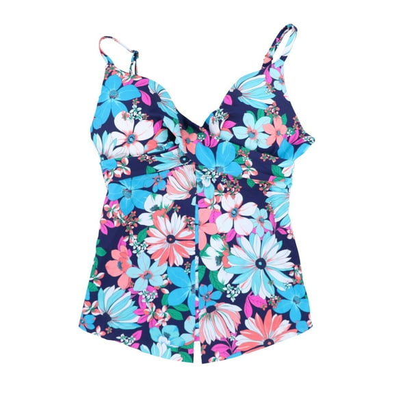 Island Escape Womens Floral Print Underwire Tankini Swim Top