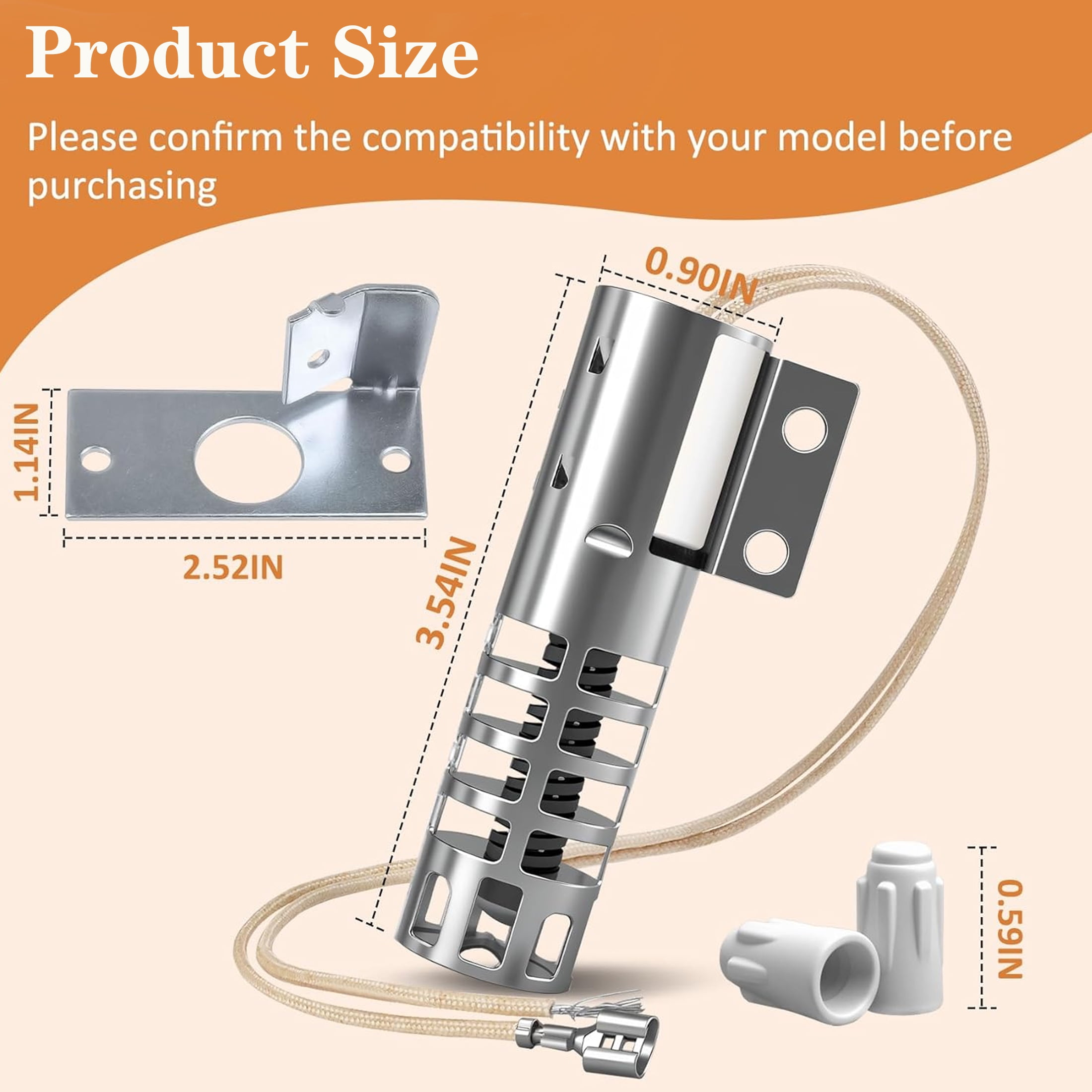 WB2X9154 Oven Igniter Compatible with GE Round Gas Range Igniter Replacement Parts, Replace WB13K10027 WB13K3 PS243425 AP2014008 GR403 (120V,2.5-3.0 a)