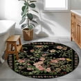 thumbnail image 4 of Black Spring Floral Round Area Rugs Collection 3', Elegant Pastoral Flowers Birds Retro Art Non Slip Indoor Circular Throw Runner Rug Floor Mat Carpet for Living Room Dining Table Bedroom Nursery, 4 of 9