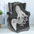 thumbnail image 4 of Mermaid Soft Flannel Fleece Throw Blanket, Retro Art Illustration of a Girl Brushing Hair and Border Celtic Patterns, Cozy Plush for Indoor and Outdoor Use, 60" x 80", Brown White, by Ambesonne, 4 of 5