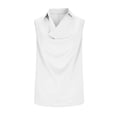 thumbnail image 5 of Craaazy Women's Loose Fit Solid Color Satin Cowl Neck Blouse - Collared Sleeveless Elegant Top Gifts, 5 of 8