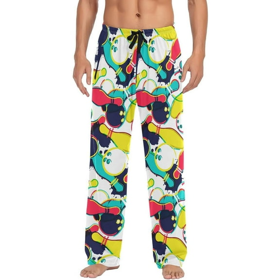 HPINK-T Men's Pajama Pants Pjs Bottoms with Pockets Sleep Lounge Pants for Men