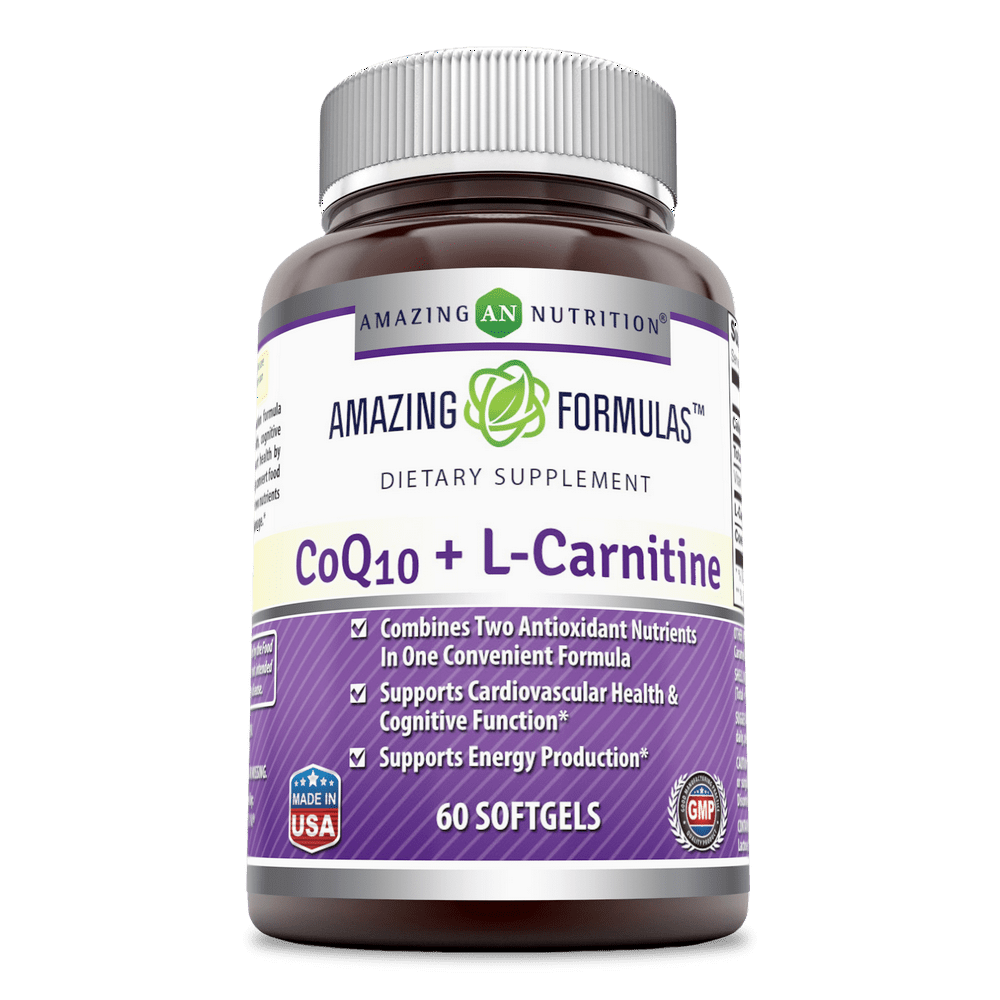 Amazing Formulas Coq10 30 Mg + L Carnitine 250 Mg 60 Softgels