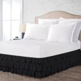 thumbnail image 2 of CCNY 18" Inch Drop Multi Ruffled Bed Skirt Olympic Queen Size 100% Microfiber Made Black Color, 2 of 6