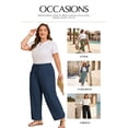 thumbnail image 4 of SHEWIN Cotton Pants Women Plus Size Pants Wide Leg Pants Drawstring Elastic Waist Lounge Pants Lightweight with Pockets, 4 of 12