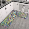 thumbnail image 3 of Boho Colored Square Pattern Kitchen Rugs and Mats Sets Of 2,Kitchen Decoration Rugs,Rubber Backing Non-Slip Floor Mat for Sink Washable Waterproof Laundry Room Runner Rugs, 3 of 7