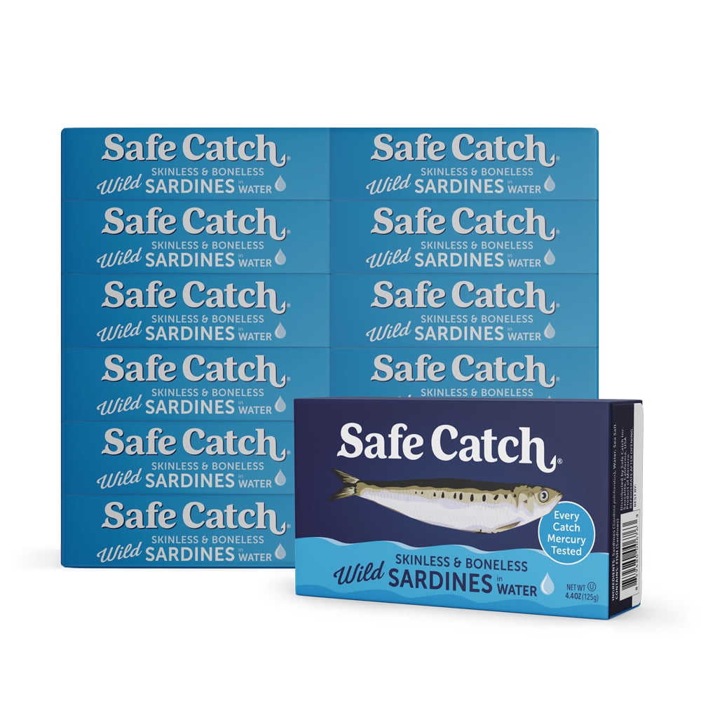 Safe Catch Wild Skinless & Boneless Sardines in Water, 4.4 oz – Mercury Tested, High-Protein Sardines