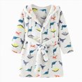 thumbnail image 4 of HFHAPW Boys Girls Robe Fleece Hooded Soft Toddler Bathrobe Cute Boys Bathrobe Fuzzy Plush Robes for 2T 3T 4T 5T 6T 7T Kids(Clear,4-5 Y), 4 of 4