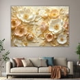 thumbnail image 6 of Mudket Champagne White Flower with Gold Accents Canvas Wall Art, Framed Floral Print, Ready to Hang Wall Decor for Living Room Bedroom, Luxury Artwork - 12"L x 8"W, 6 of 10