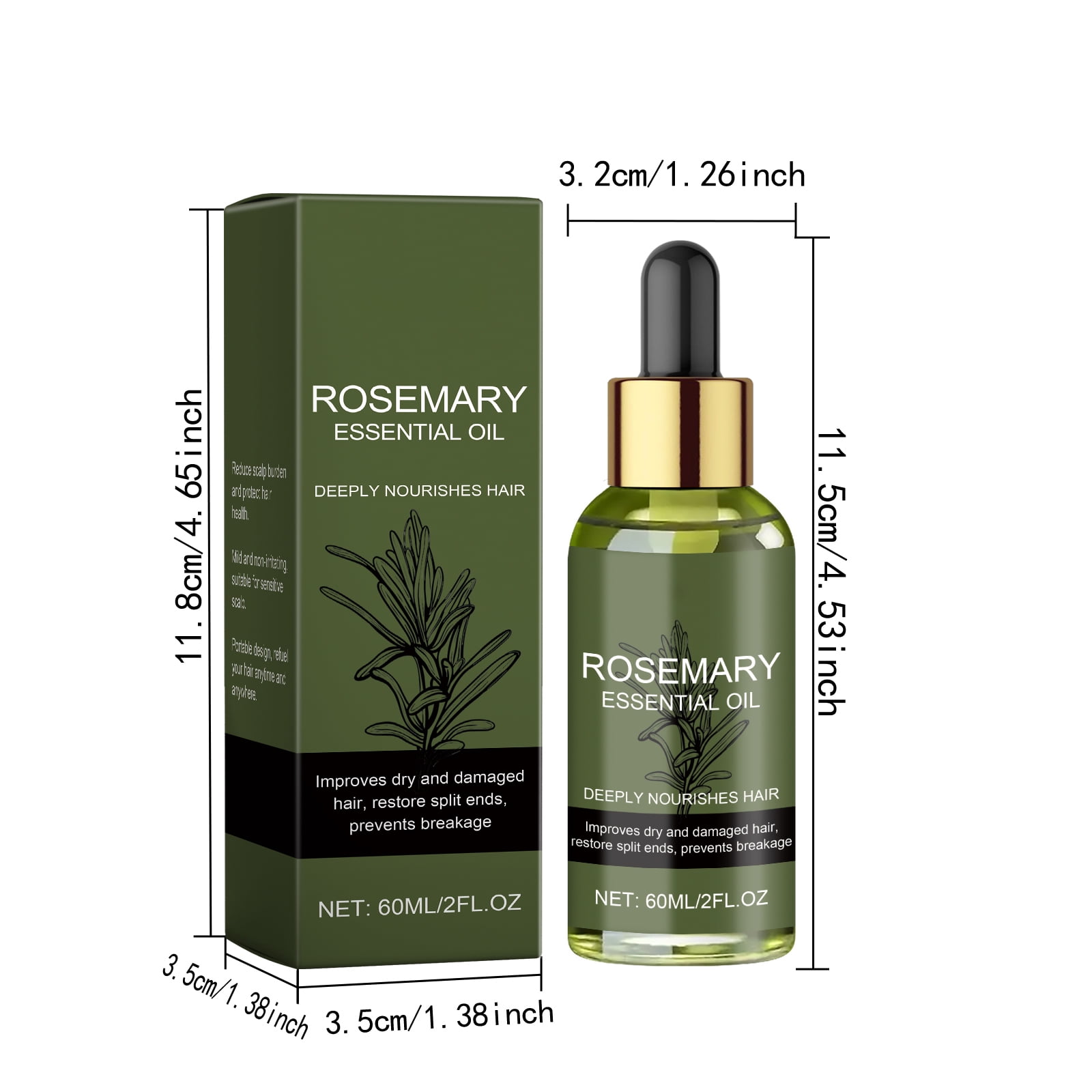 Alvantor Rosemary Hair Oil, Dry and Damaged Hair Care, Moisturizing & Strengthening Silky Oil for All Hair Types, 2fl.oz