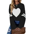 thumbnail image 1 of Women Y2k Heart Print Sweater Long Sleeve Crewneck Pullover Lightweight Knitwear Tops Valentine 's Day Clothes, 1 of 5