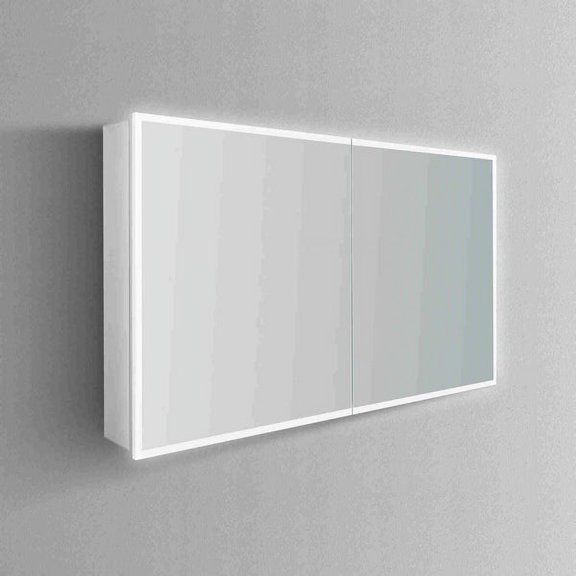 Modern Mirrors Cassini II Lighted Bathroom Cabinet Vanity Mirror and Compartment Storage with 2 Adjustable Glass Shelves