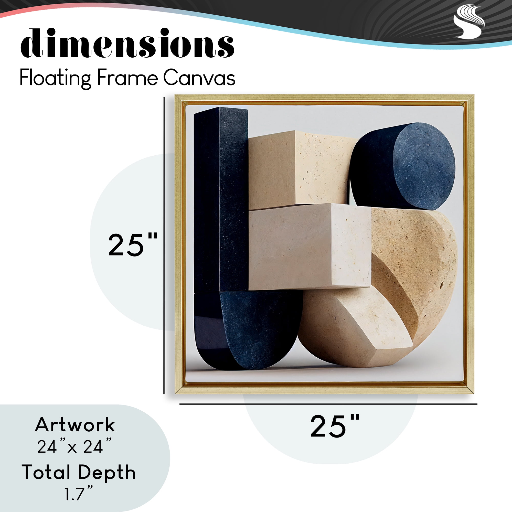 Shapes Of Things Geometric Contour Gold Framed Floater Canvas Wall Art, design by Sasha