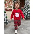 thumbnail image 4 of Loicainy Baby Toddler Boy Christmas Outfits 3 6 12 18 24 Months 2T 3T Santa Applique Long Sleeve Tops and Plaid Pants Clothes Set, 4 of 9
