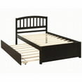 thumbnail image 3 of Twin Size Solid Wood Platform Bed Frame with Trundle No Box Spring for Bedroom (Espresso), 3 of 10