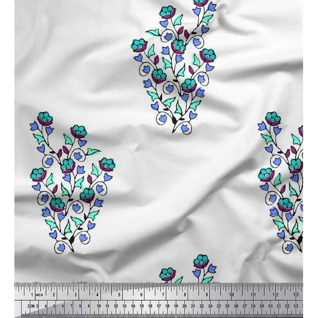 Soimoi Feuilles de Voile de Coton & Tissu Imprimé Floral 1 Yard 56 Inch Wide