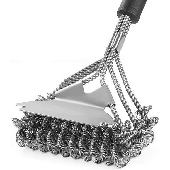 Barbecue Grill Brush and Scraper - Brush Bristle Free - Stainless Steel BBQ Brush for Gas Charcoal Infrared Porcelain Steel Grill, Grates Cleaner – 18 inch, Barbecue Accessories Tools