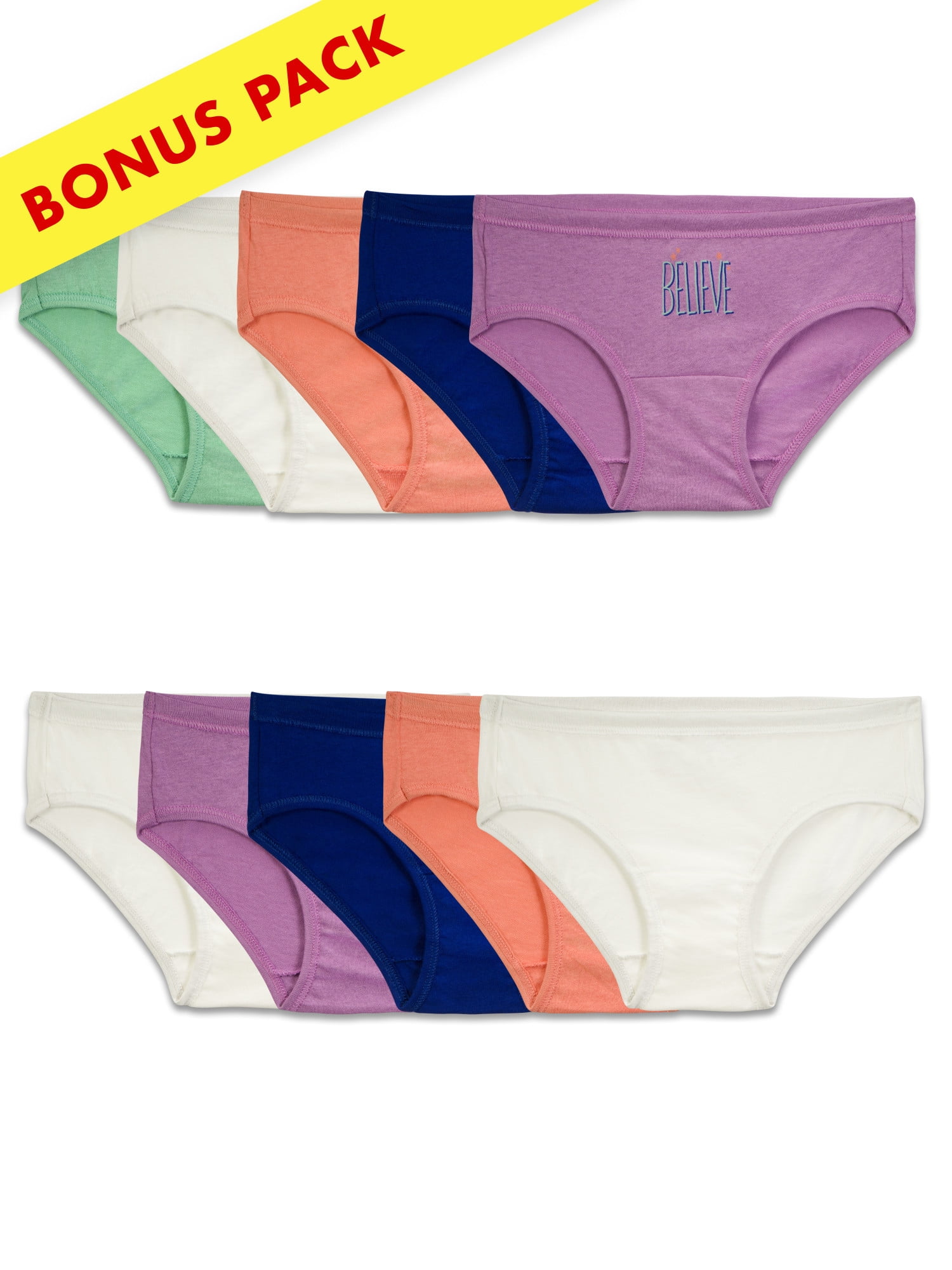 9 Pack Girls Hipsters Panties Size 14 Cotton Tagless Underwear Pink Blue Green Underwear