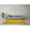 thumbnail image 3 of Ahgly Company Machine Washable Indoor Round Abstract Yellow Contemporary Area Rugs, 8' Round, 3 of 4