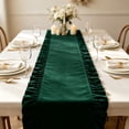 thumbnail image 6 of Doghiosgha Satin Ruffle Table Runner Wedding Bridal Shower Birthday Dinner Table Decor, 11.8x47.2 Inch, Green, 6 of 6