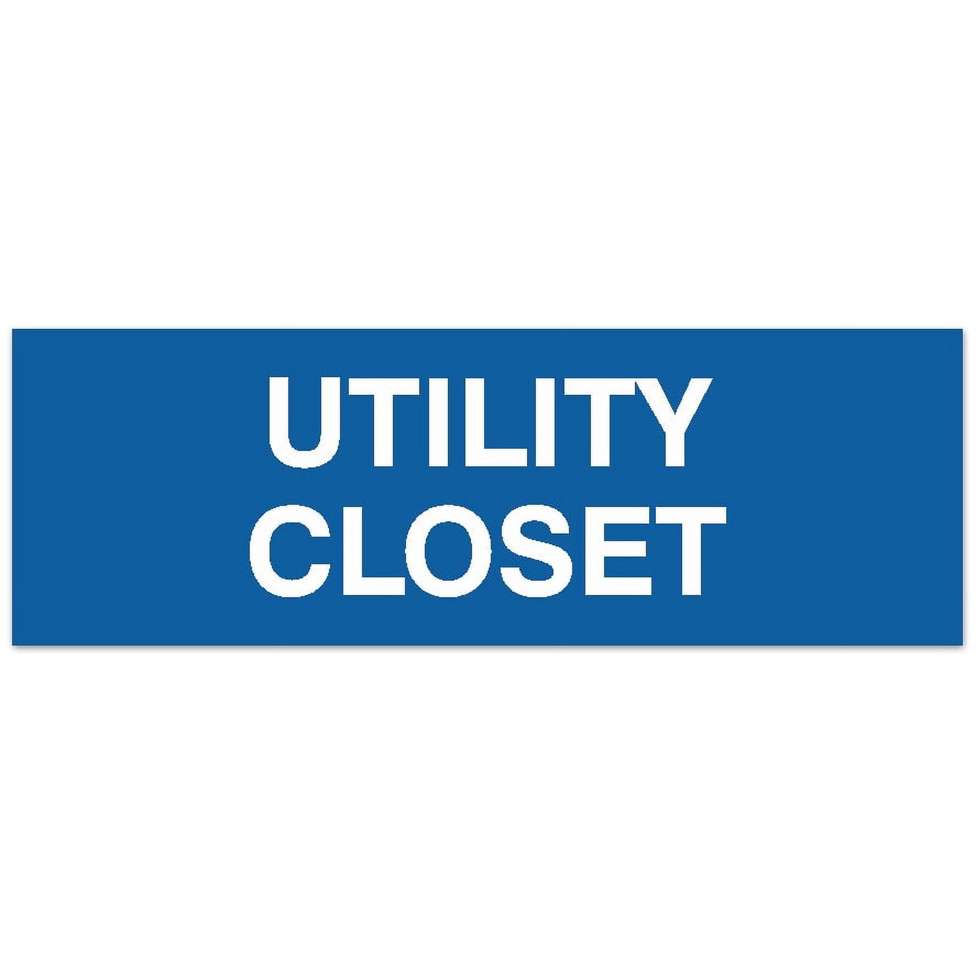 Signs ByLITA Basic Utility Closet Sign - Laser-Engraved Lettering | Durable ABS Plastic | Vibrant Colors | Powerful Foam Tape (Blue) - Medium